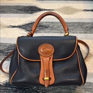 Vintage Dooney & Bourke Black and Brown Leather Top Handle Handbag/Crossbody